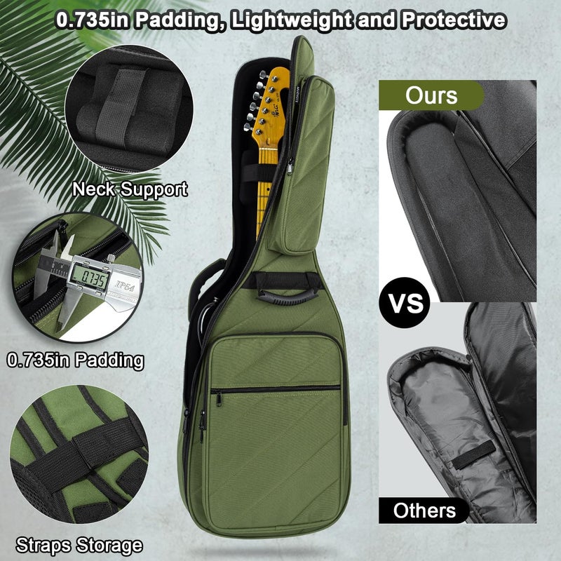 MUZNOTE Store Guitar Bag Electric Case Reinforced 0.7 In Thick Sponge Soft Padded Guitar Case with 3 Pockets Electric Guitar Gig Bag, Neck Cradle,Back Hanger Loop for 39 Electric Guitars - Image 3